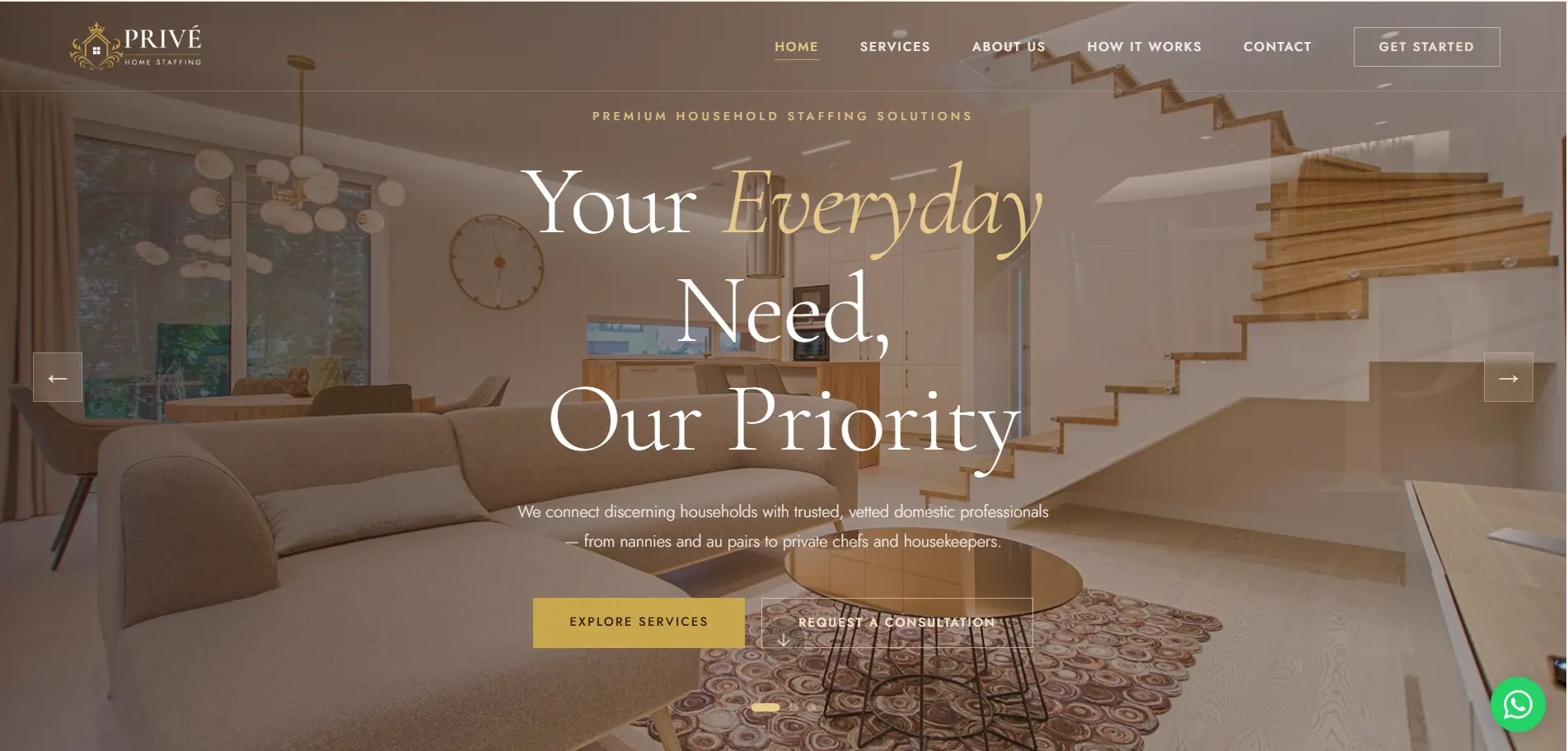 Privé Home Staffing Website
